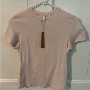 SKIMS Fitted Pink Short Sleeve Baby Tee